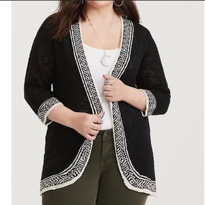 Torrid Black and white border Trim cardigan, 2